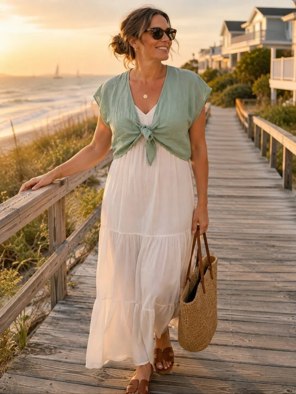 NWT Madewell Sage Green Tie Front Cropped Shrug Bolero Size Large